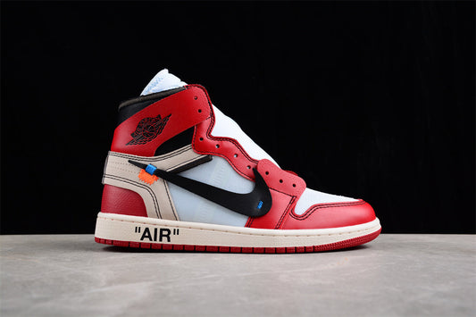 Air Jordan OW AJ1 Joe 1 Joint White and Red High-Top Basketball Shoes